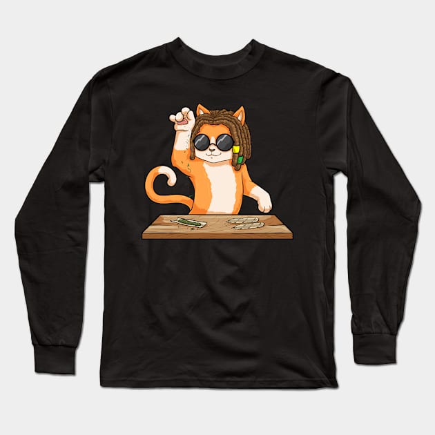 Cannabis Cat Weed Get High Nusret Long Sleeve T-Shirt by bigD